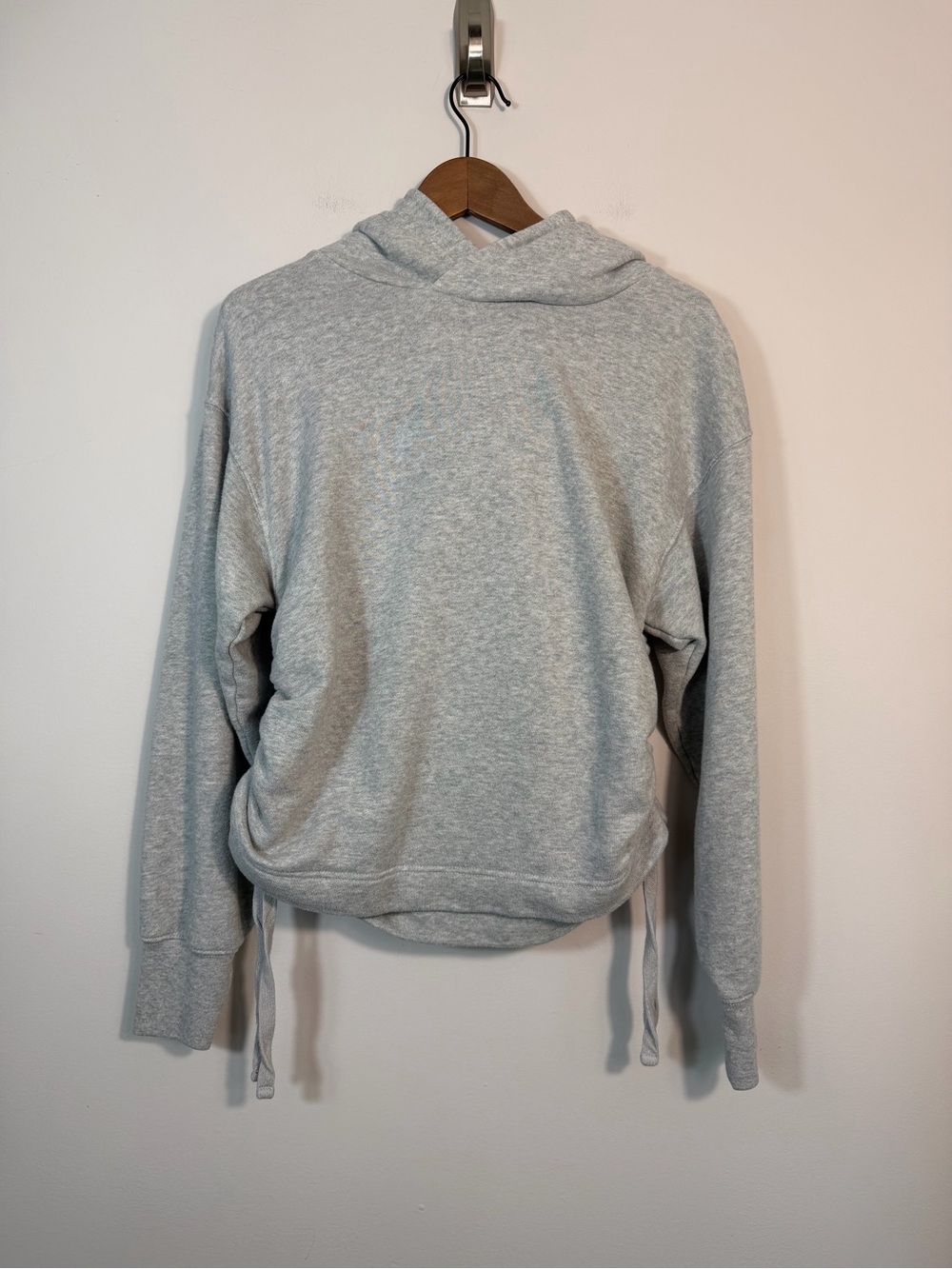 Aerie Gray Side Ruched Drawstring Hoodie Sweatshirt Women’s Small
